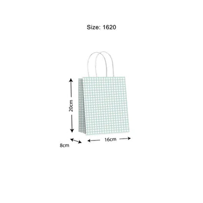 Twisted Handle Gift Bag | Gingham Seafoam