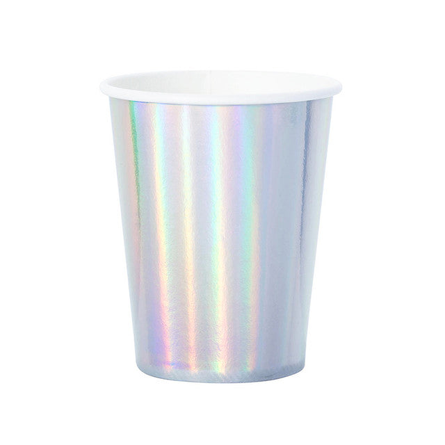 Iridescent Silver Paper Drinking Cups