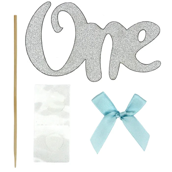 ‘One’ Birthday Cupcake Picks | Silver & Blue