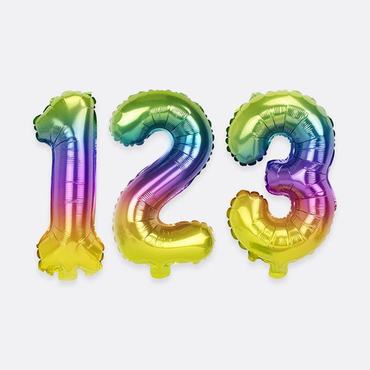 Large Rainbow Inflated Foil Numbers | 66cm